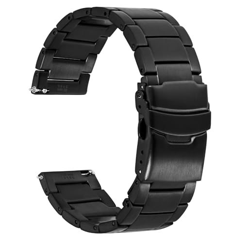 [WOCCI] 時計ベルト メタル 22mm 腕時計バンド メンズ 316L ステンレススチール 金属時計ブレスレット Quick Release ブラック